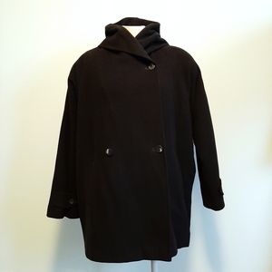 🅱️🅾️G🅾️ JACOB 100% wool black pea coat w hood